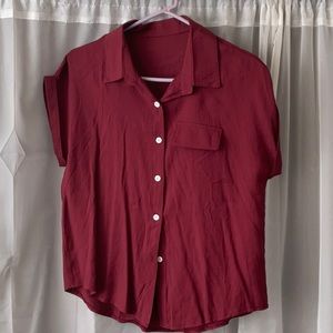 SHEIN burgundy button down